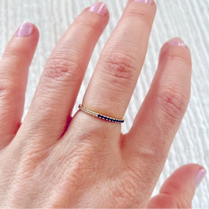 Half‎ & Half Ring w/ Black & CZ Stones, Sz 5.5